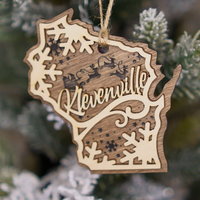 Wisconsin Wordart Ornament - Choose Your Town