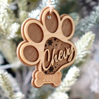 Snowy Personalized Dog Paw Ornament