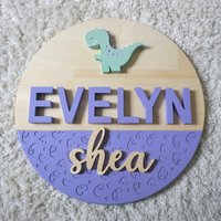 Dinosaur Name Sign | Hardwood | 3D carving | Personalized sign