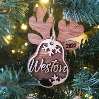 Personalized reindeer ornament