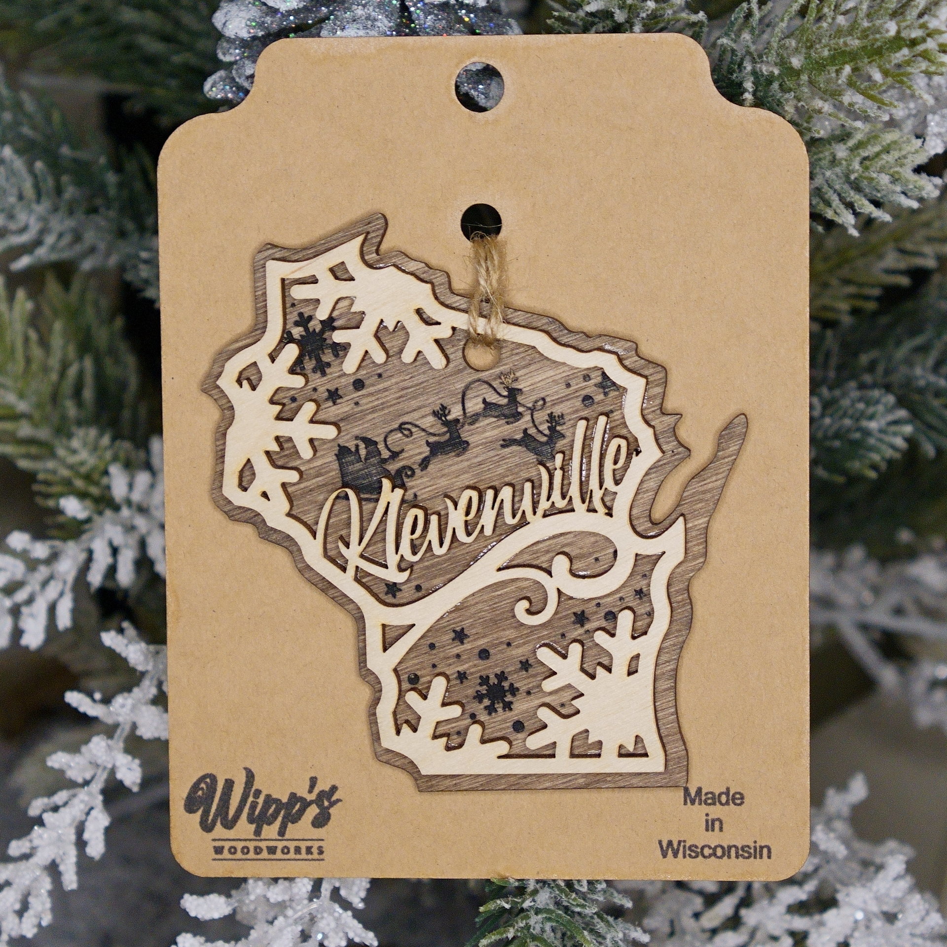 Wisconsin Wordart Ornament - Choose Your Town