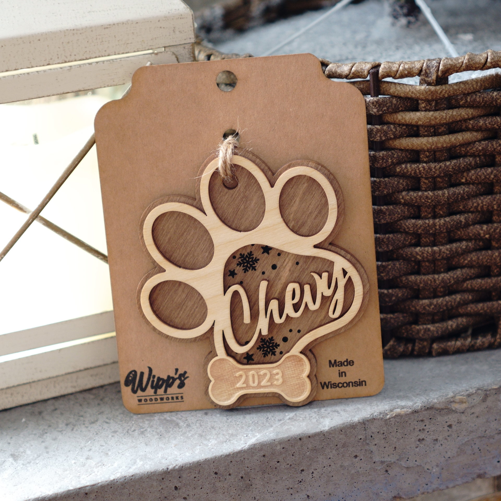 Snowy Personalized Dog Paw Ornament