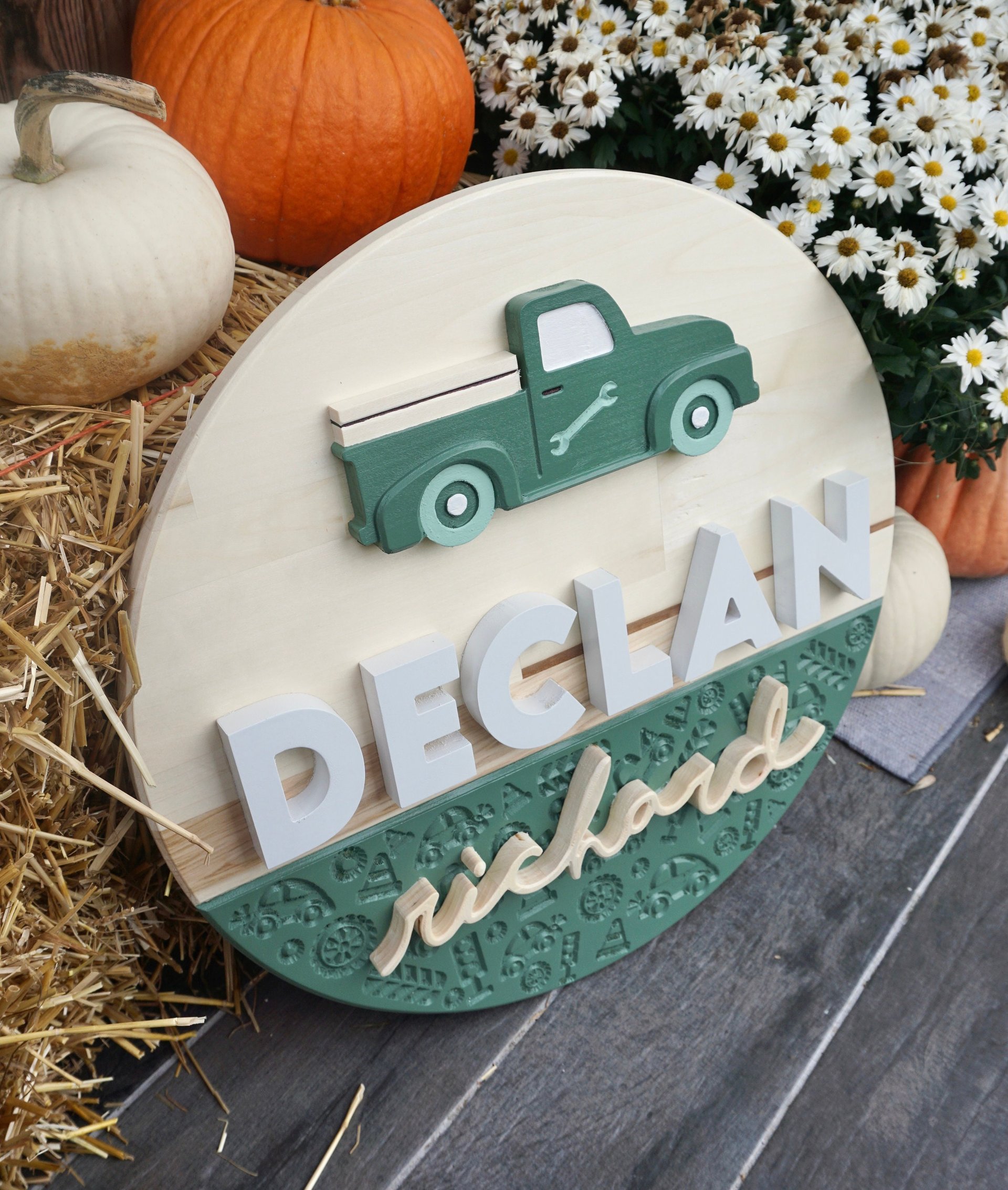 Truck Name Sign | Hardwood | 3D carving | Personalized