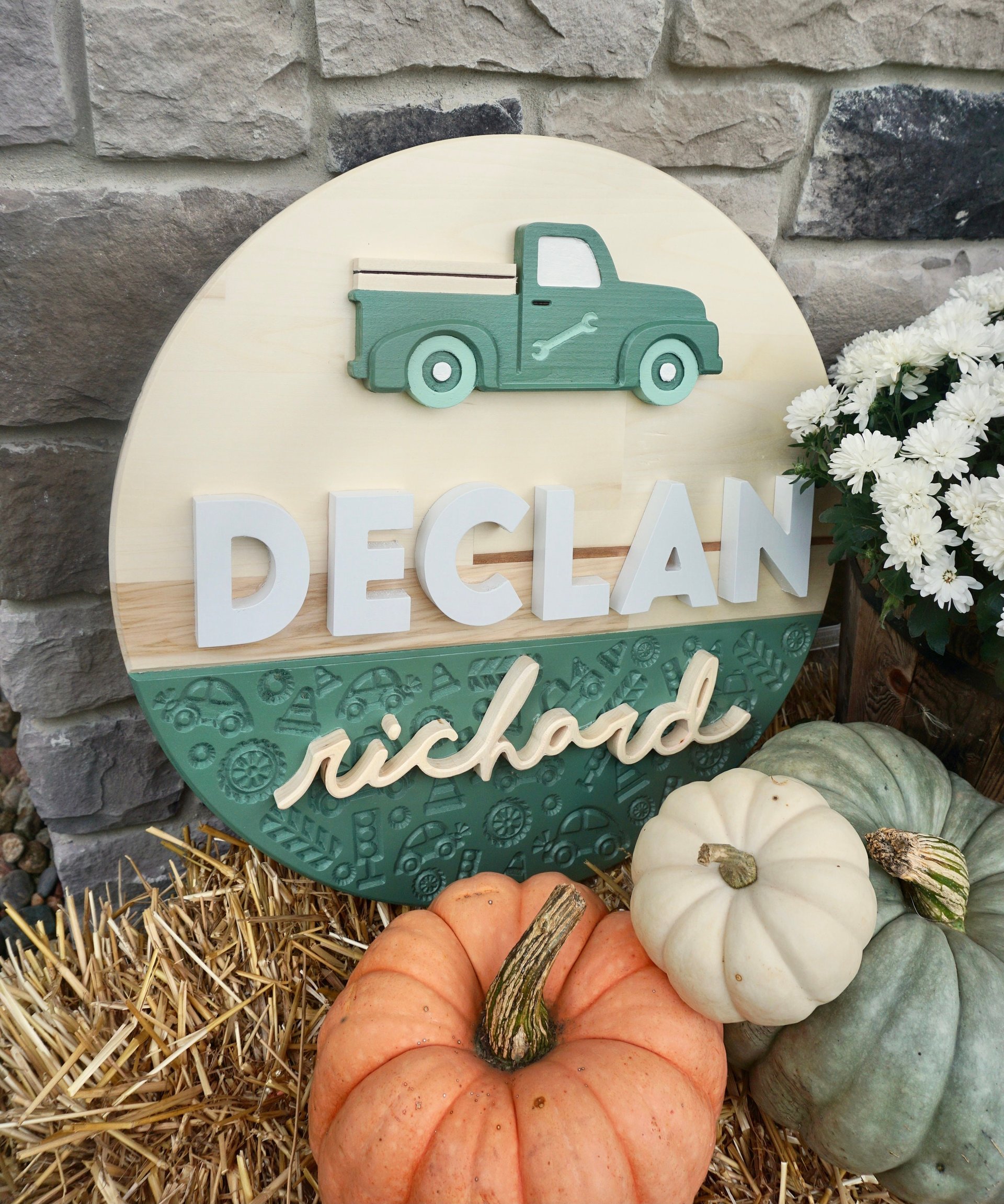 Truck Name Sign | Hardwood | 3D carving | Personalized