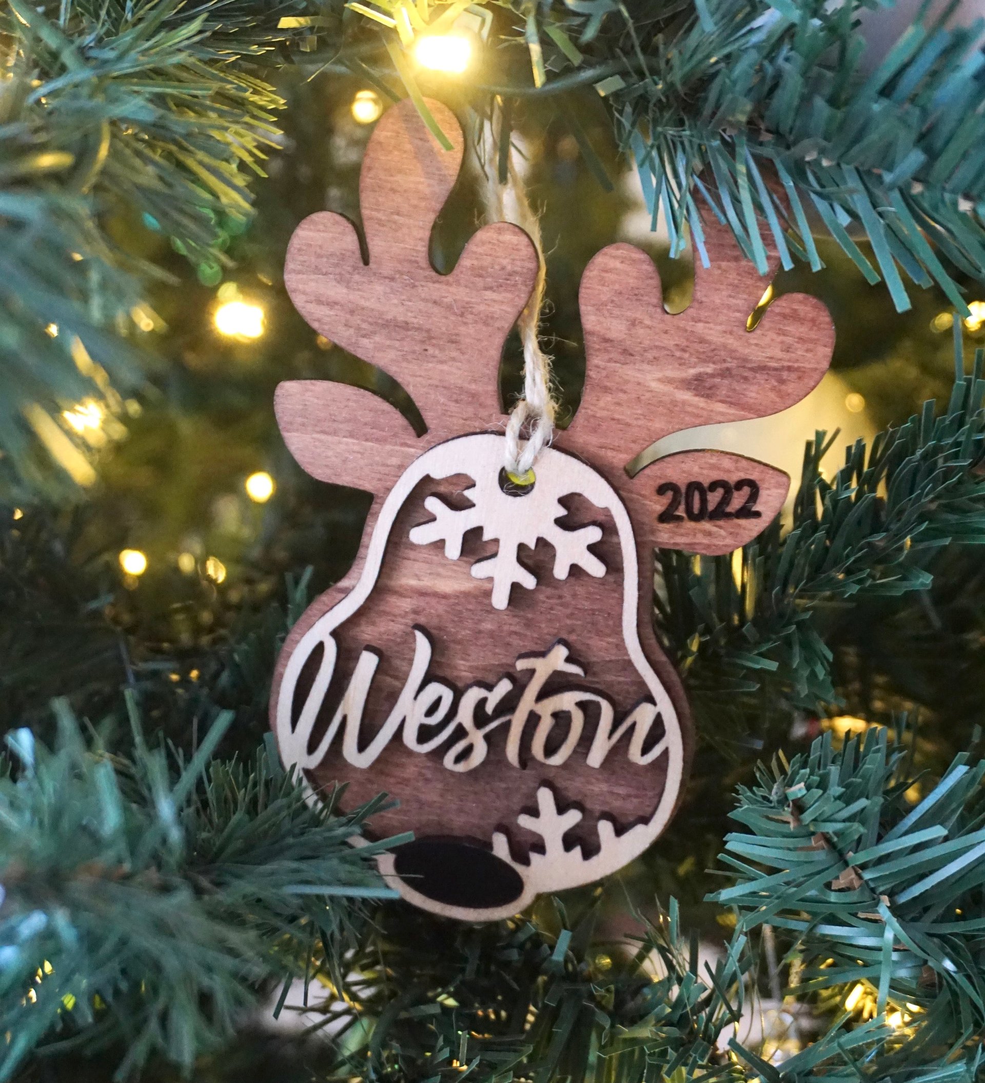 Personalized reindeer ornament