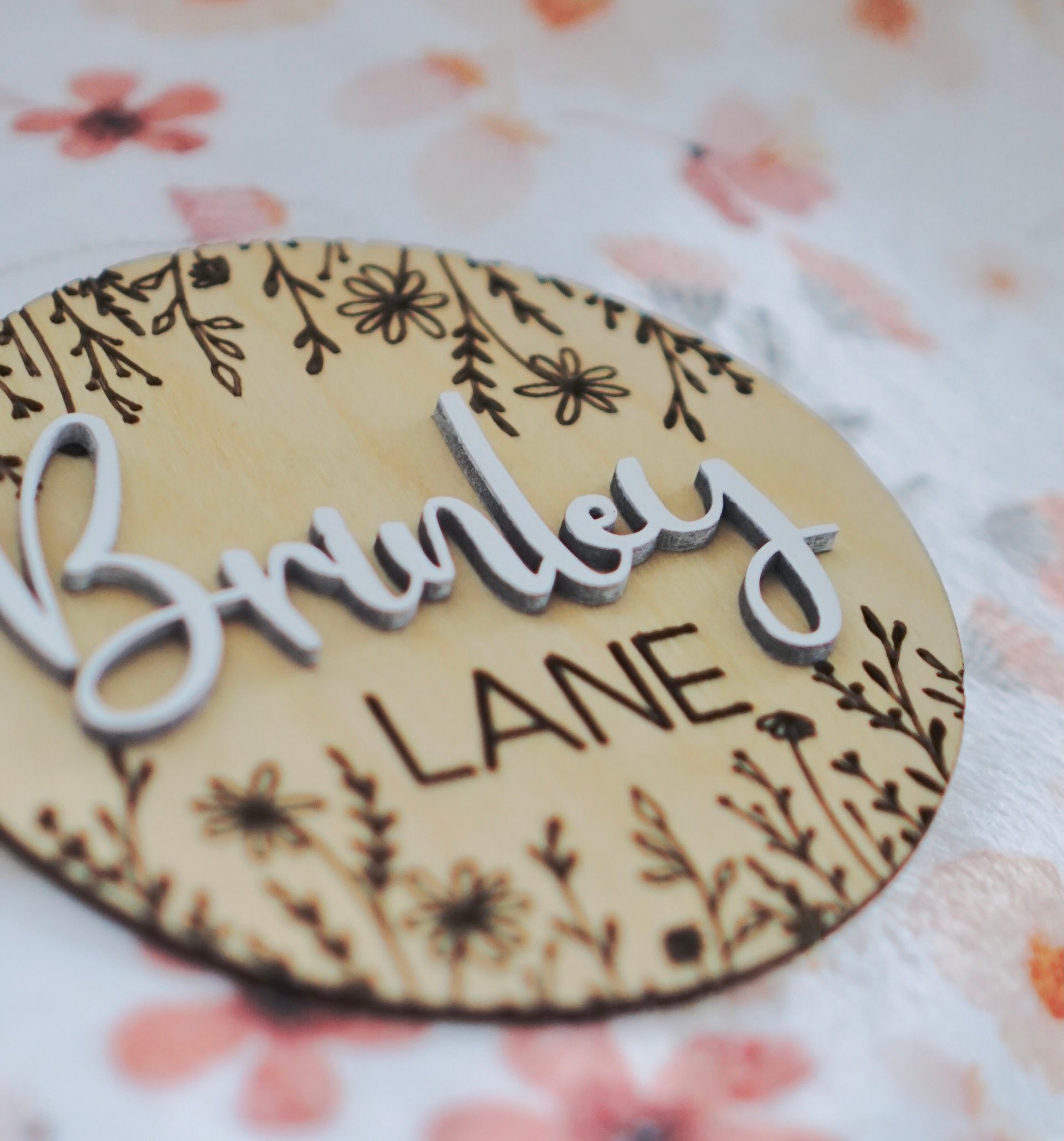 Baby Name sign | Birth announcment | Wild Flowers