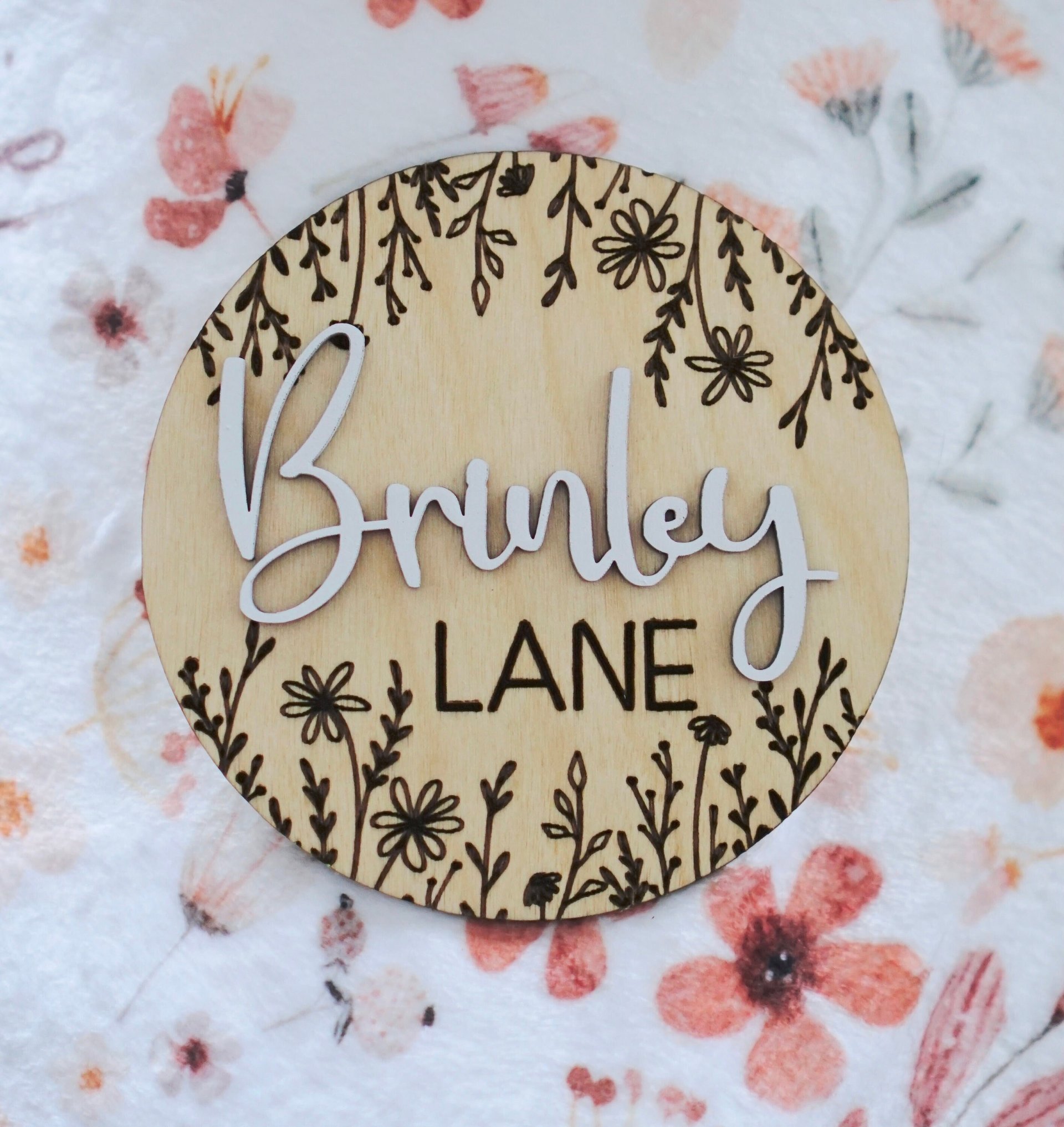 Baby Name sign | Birth announcment | Wild Flowers