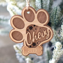 Snowy Personalized Dog Paw Ornament