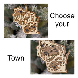 Wisconsin Wordart Ornament - Choose Your Town