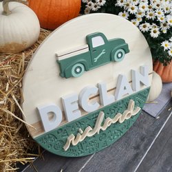 Truck Name Sign | Hardwood | 3D carving | Personalized